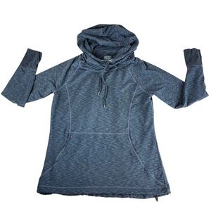 Athleta hooded cowl neck heather slate blue M/L